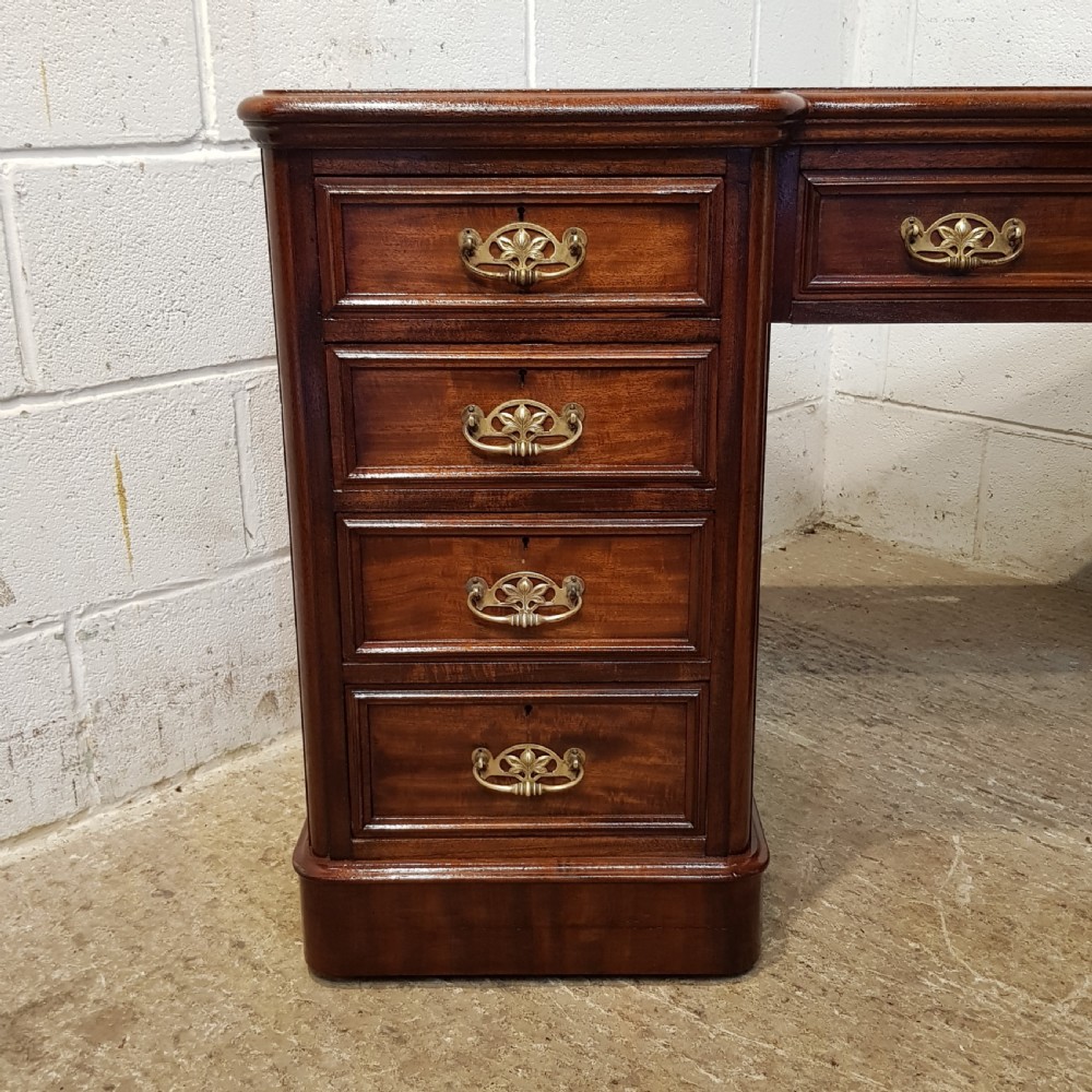 ANTIQUE VICTORIAN MAHOGANY BREAKFRONT PEDESTAL DESK C1880 View V