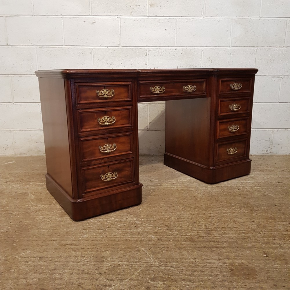 ANTIQUE VICTORIAN MAHOGANY BREAKFRONT PEDESTAL DESK C1880 View VII