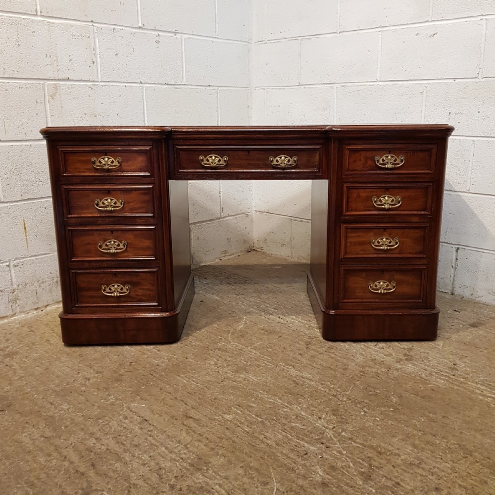 ANTIQUE VICTORIAN MAHOGANY BREAKFRONT PEDESTAL DESK C1880 View VIII