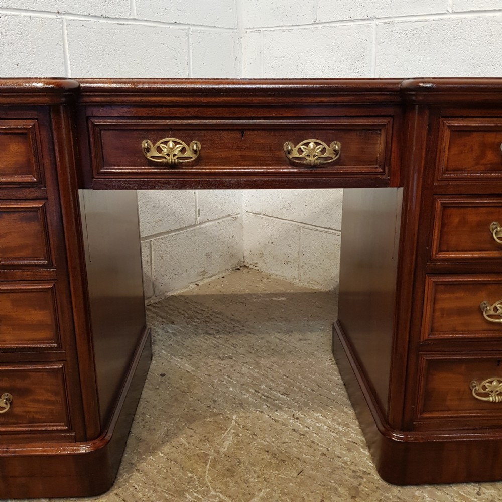 ANTIQUE VICTORIAN MAHOGANY BREAKFRONT PEDESTAL DESK C1880 View IX
