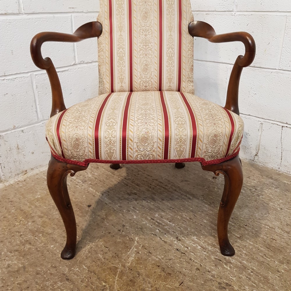 ANTIQUE EDWARDIAN WALNUT QUEEN ANNE STYLE LIBRARY ELBOW CHAIR C1900 View III