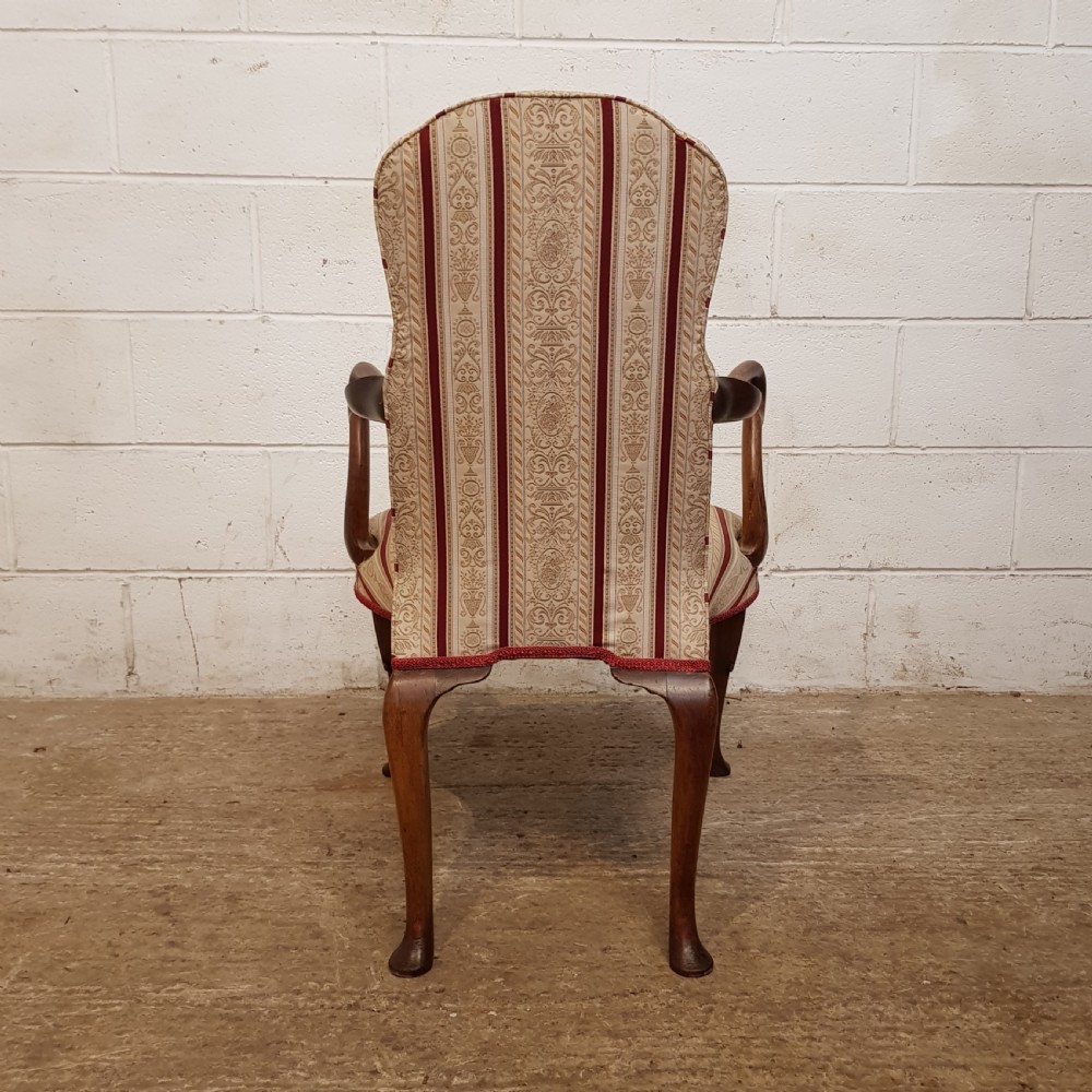 ANTIQUE EDWARDIAN WALNUT QUEEN ANNE STYLE LIBRARY ELBOW CHAIR C1900 View IV
