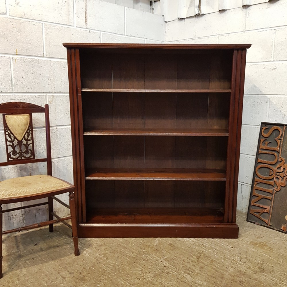 ANTIQUE LATE VICTORIAN MAHOGANY OPEN BOOKCASE C1890