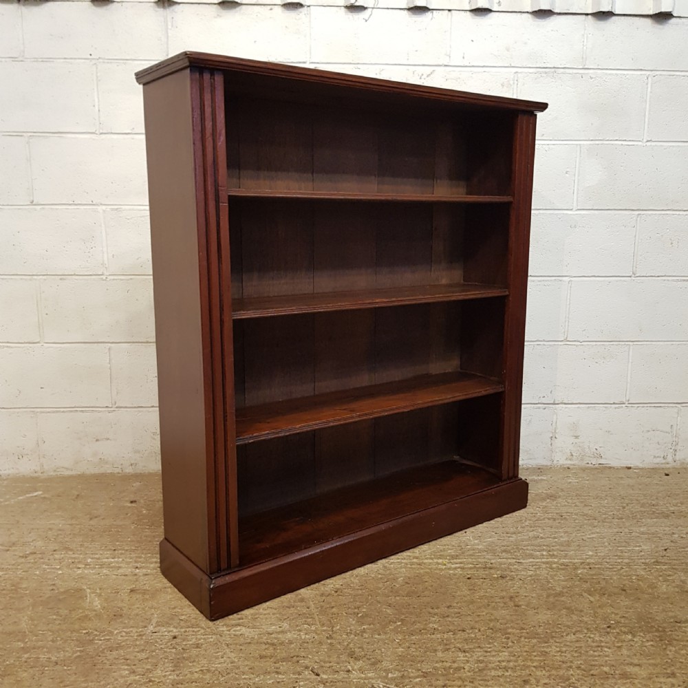 ANTIQUE LATE VICTORIAN MAHOGANY OPEN BOOKCASE C1890 View II