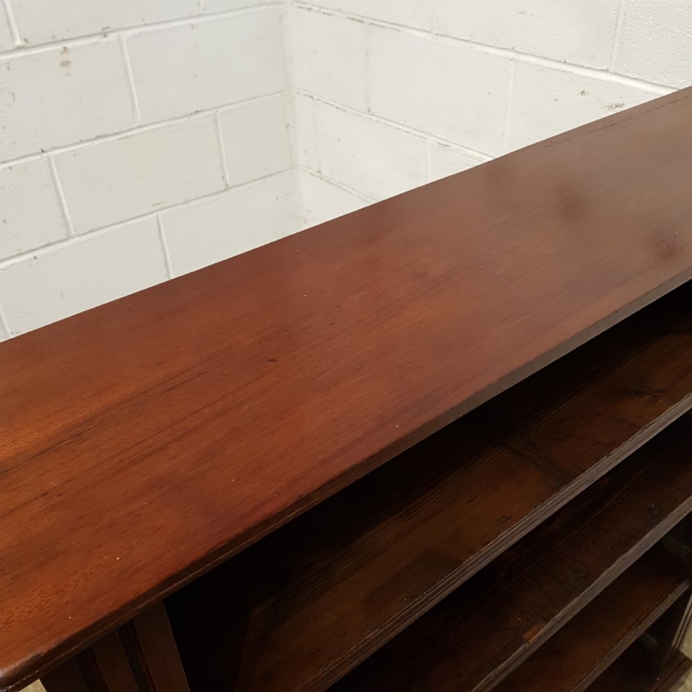 ANTIQUE LATE VICTORIAN MAHOGANY OPEN BOOKCASE C1890 View IV