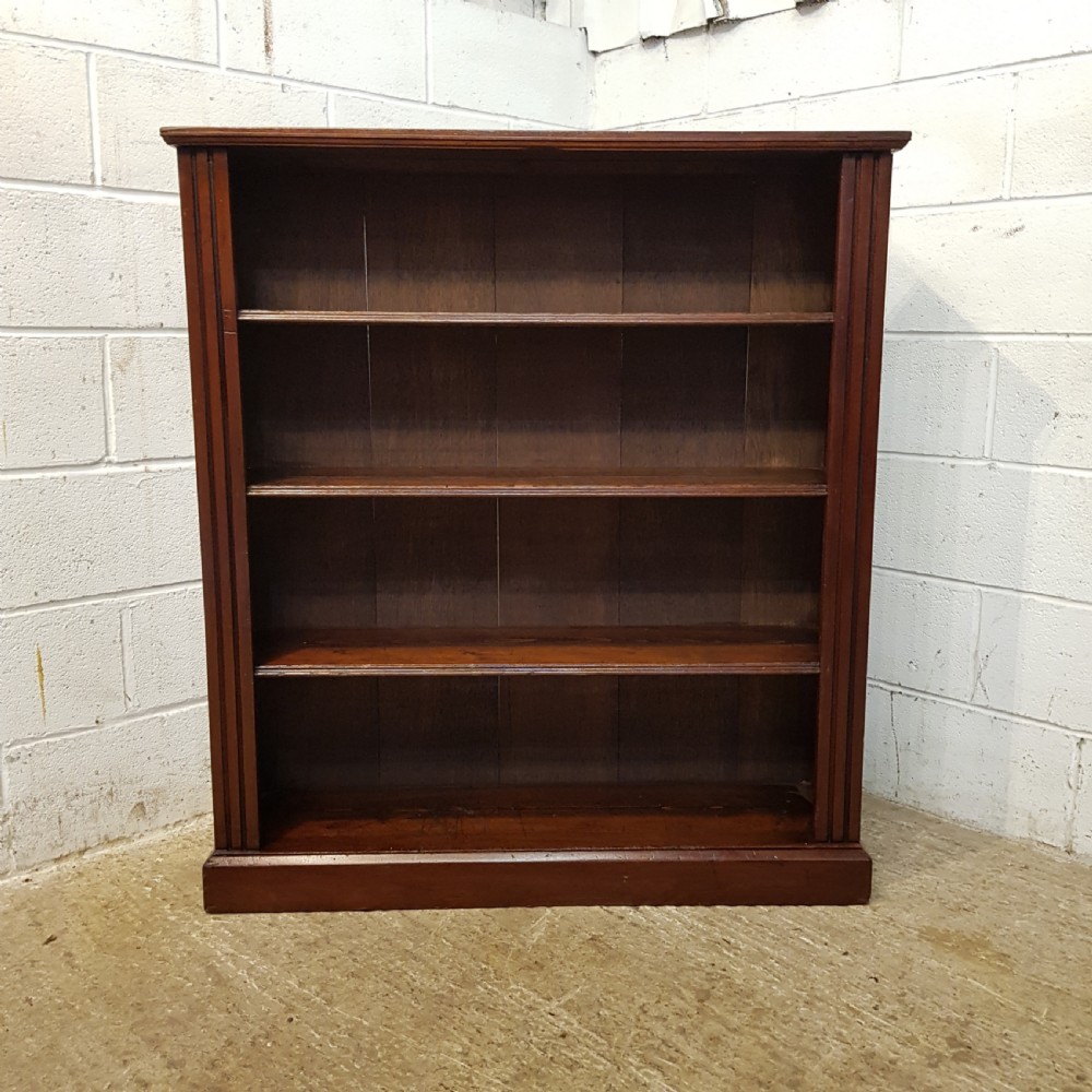 ANTIQUE LATE VICTORIAN MAHOGANY OPEN BOOKCASE C1890 View VI