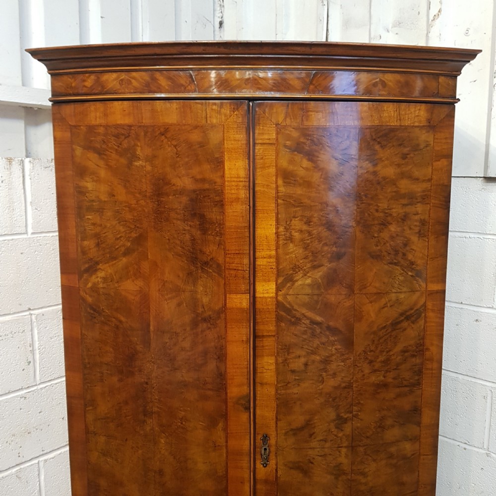 ANTIQUE EDWARDIAN BURR WALNUT BOW FRONT DOUBLE WARDROBE C 1900 View V