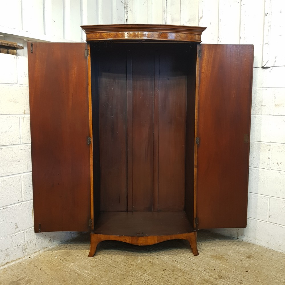 ANTIQUE EDWARDIAN BURR WALNUT BOW FRONT DOUBLE WARDROBE C 1900 View VII