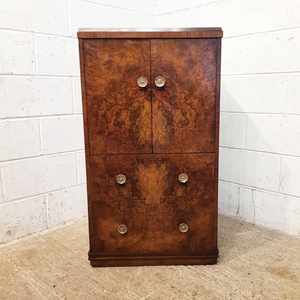 ANTIQUE BURR WALNUT TALLBOY C1920 View IV