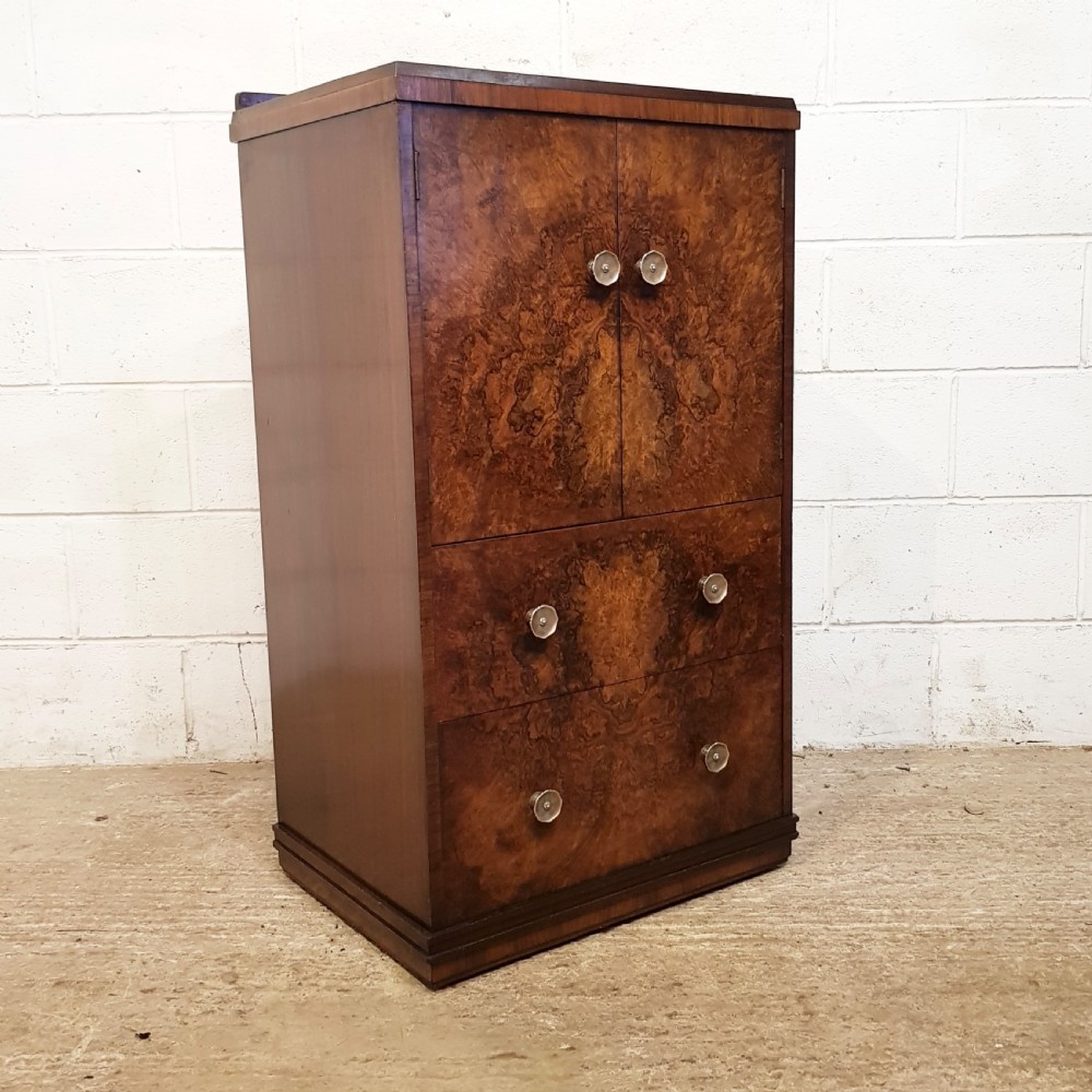 ANTIQUE BURR WALNUT TALLBOY C1920 View V