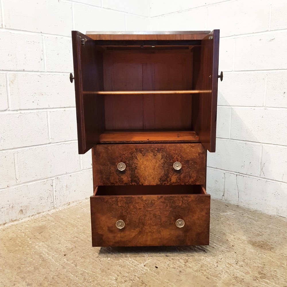 ANTIQUE BURR WALNUT TALLBOY C1920 View VII