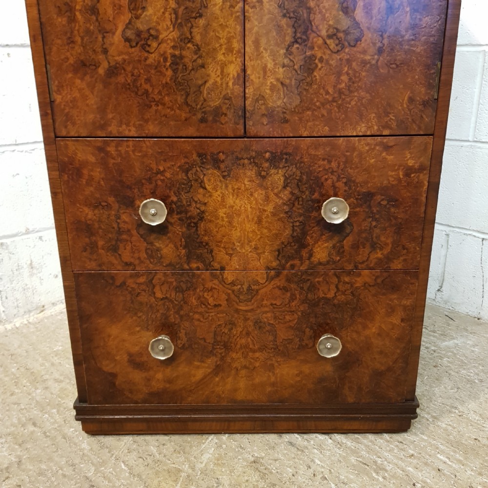 ANTIQUE BURR WALNUT TALLBOY C1920 View VIII