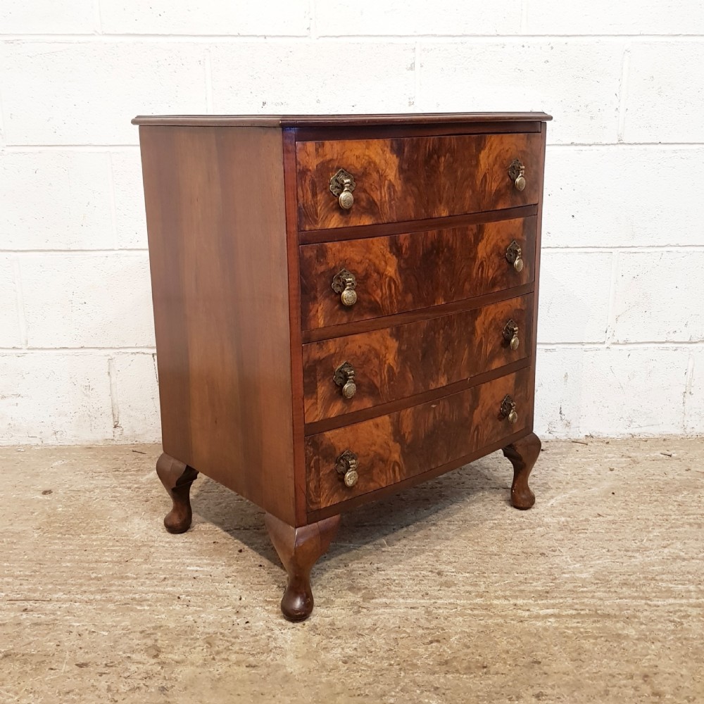 ANTIQUE SMALL FLAMED MAHOGANY CHEST OF DRAWERS C1920 View III