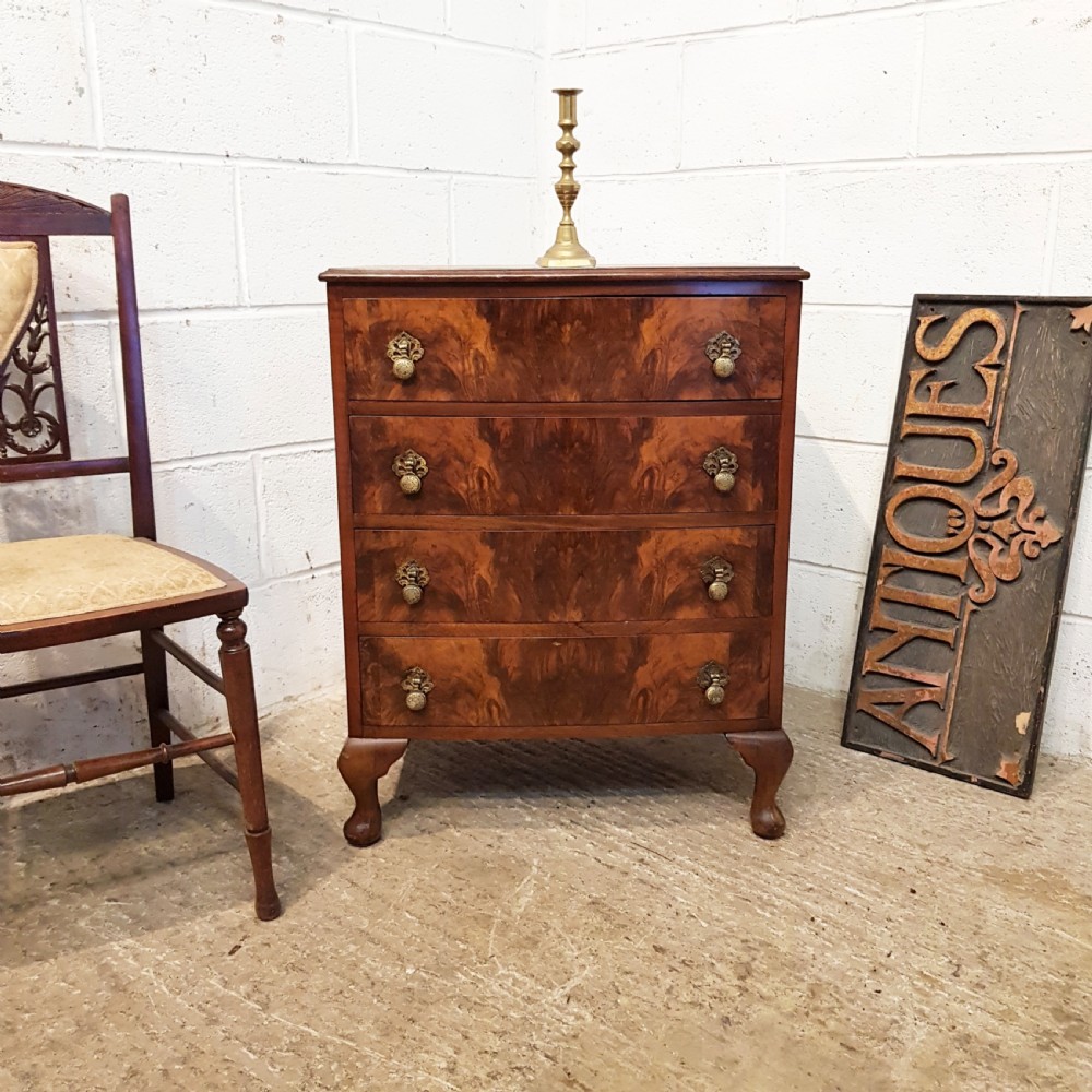 ANTIQUE SMALL FLAMED MAHOGANY CHEST OF DRAWERS C1920 View VII
