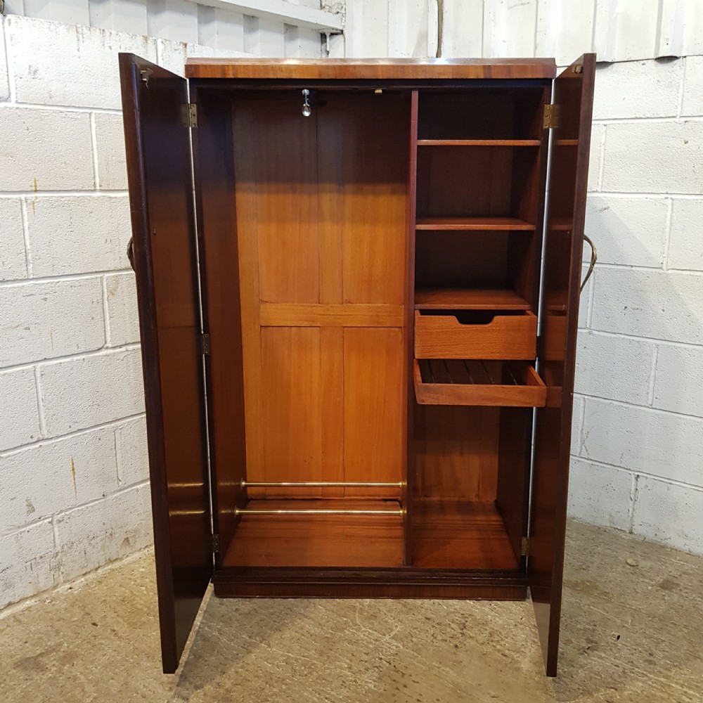 ANTIQUE BURR WALNUT GENTS WARDROBE C1920 View IV