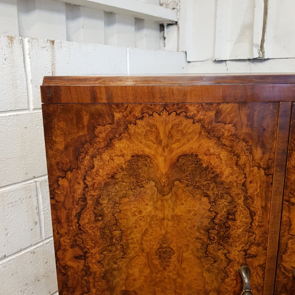 ANTIQUE BURR WALNUT GENTS WARDROBE C1920 View VIII