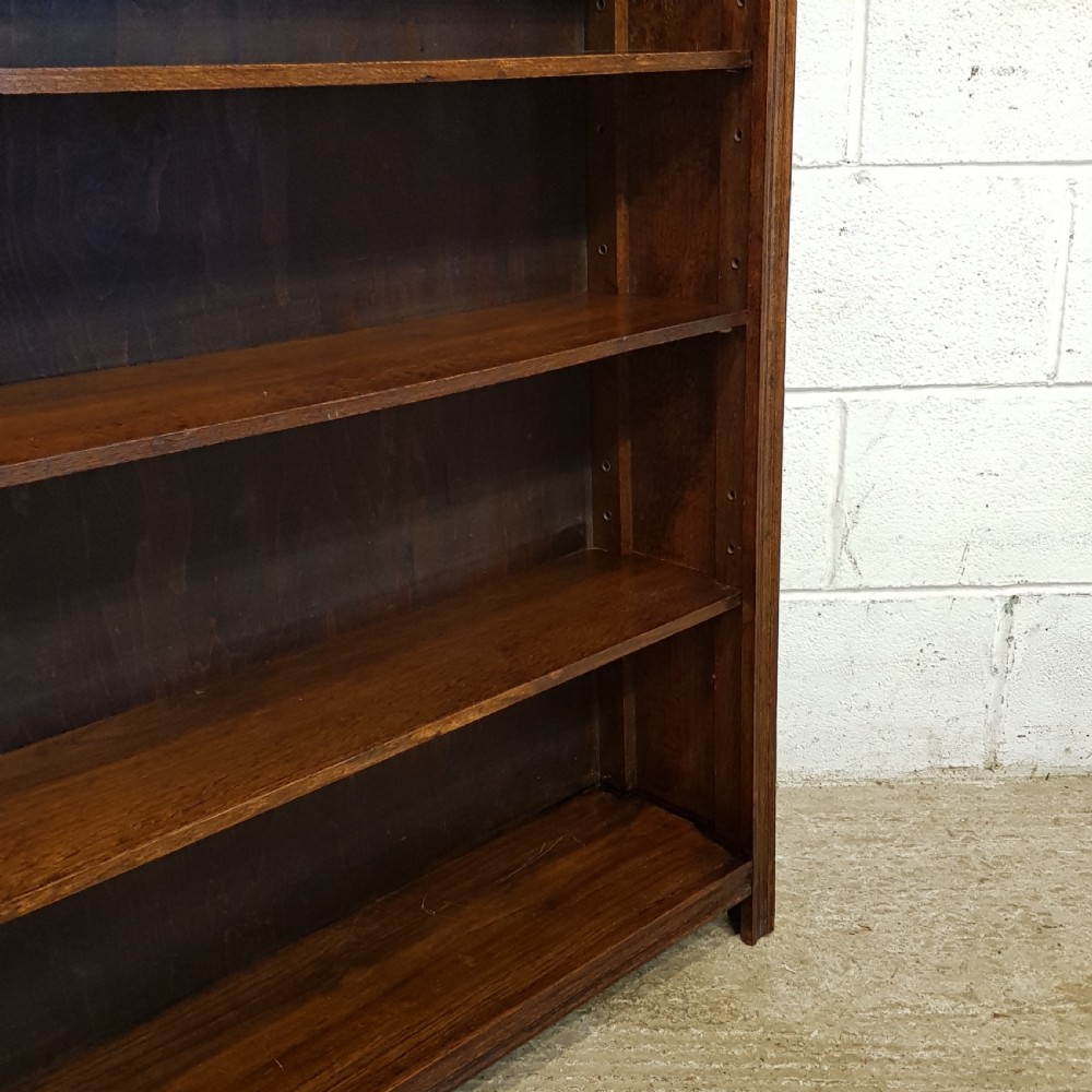 ANTIQUE EDWARDIAN CARVED OAK OPEN BOOKCASE C1900 View IV
