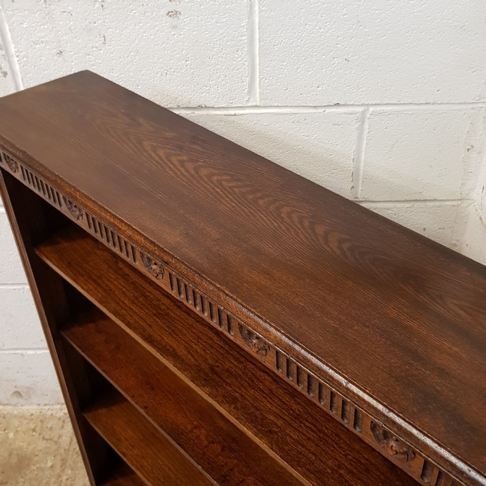 ANTIQUE EDWARDIAN CARVED OAK OPEN BOOKCASE C1900 View VI