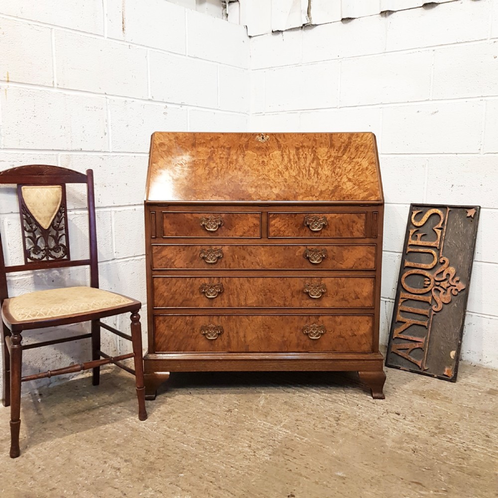 ANTIQUE BURR WALNUT BUREAU C1920