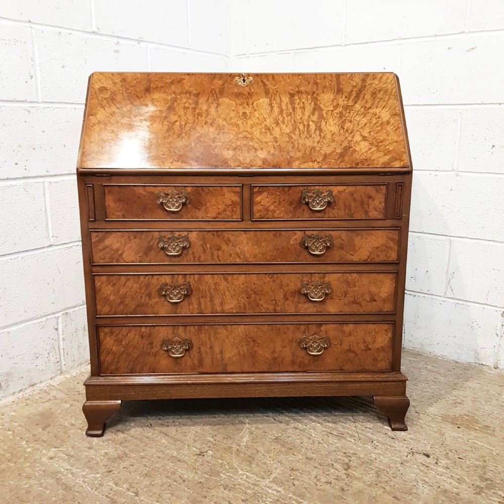 ANTIQUE BURR WALNUT BUREAU C1920 View II
