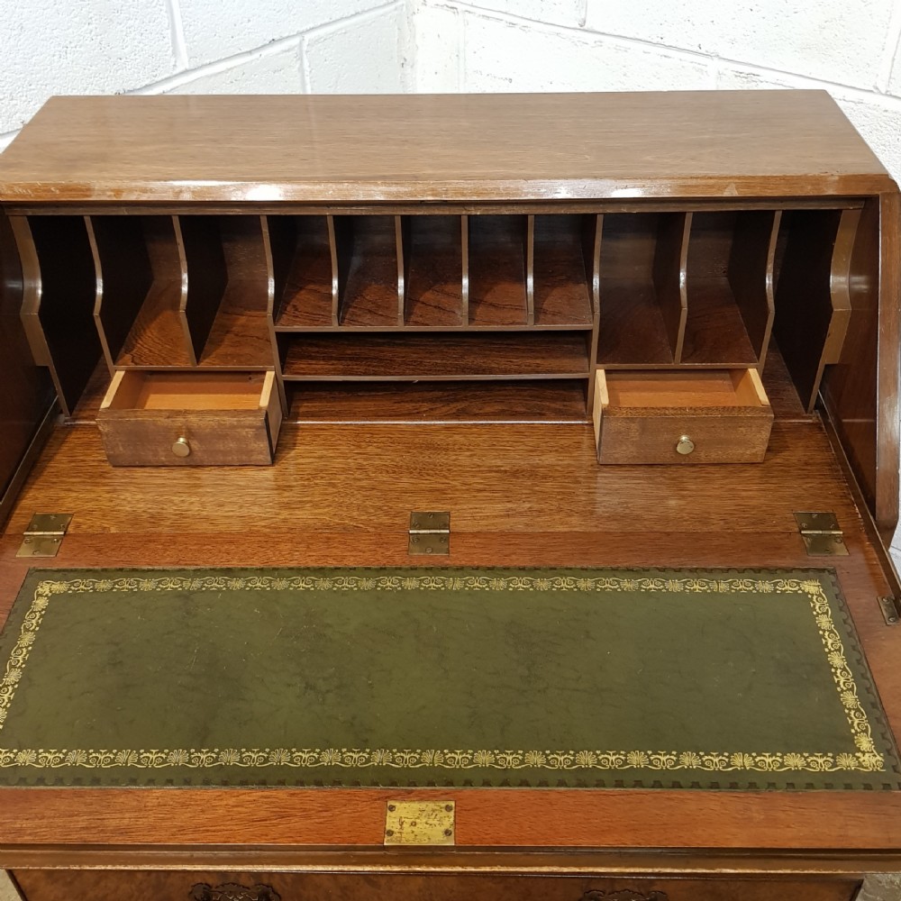 ANTIQUE BURR WALNUT BUREAU C1920 View IV