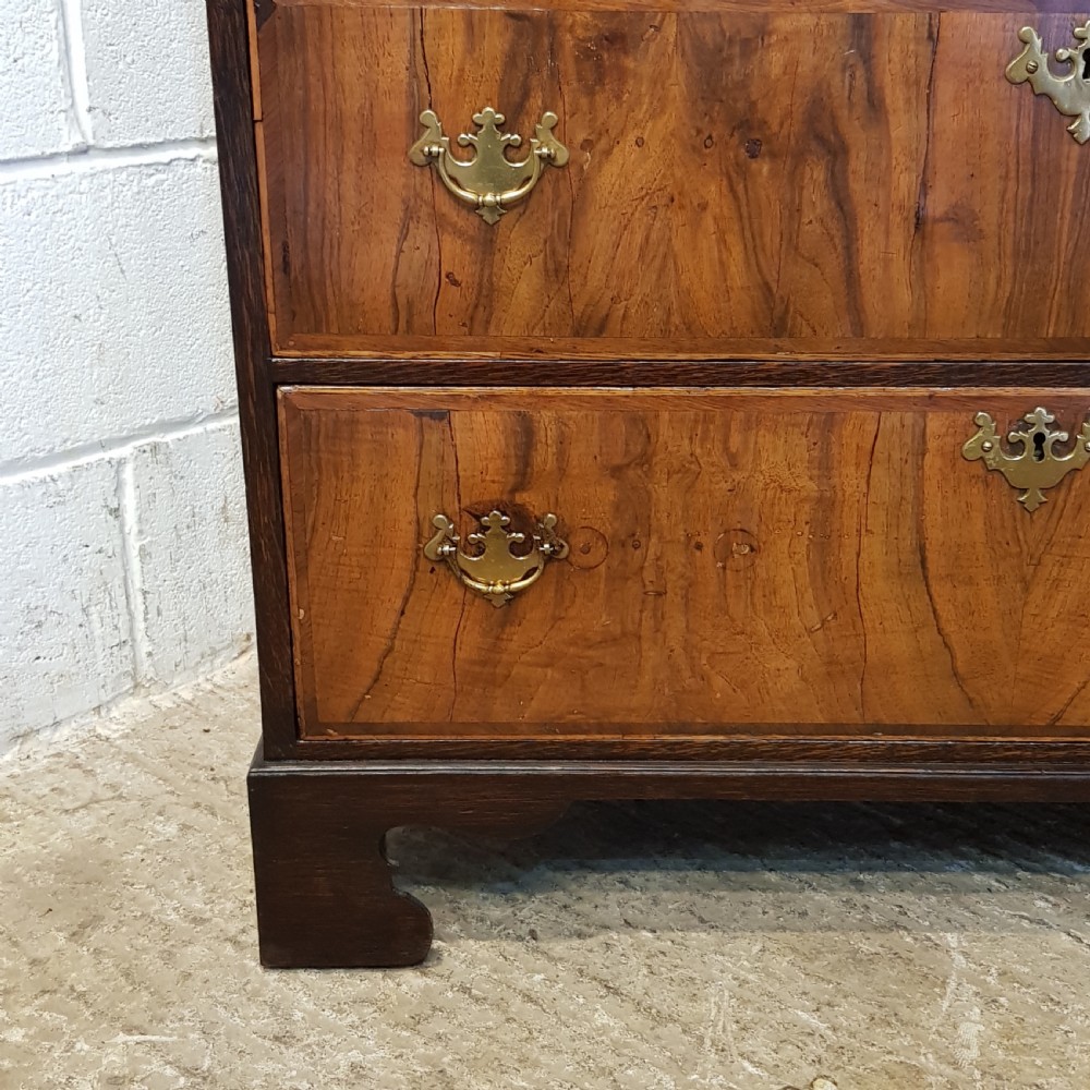 ANTIQUE 18TH CENTURY OAK AND BURR WALNUT CHEST OF DRAWERS C1780 View IV