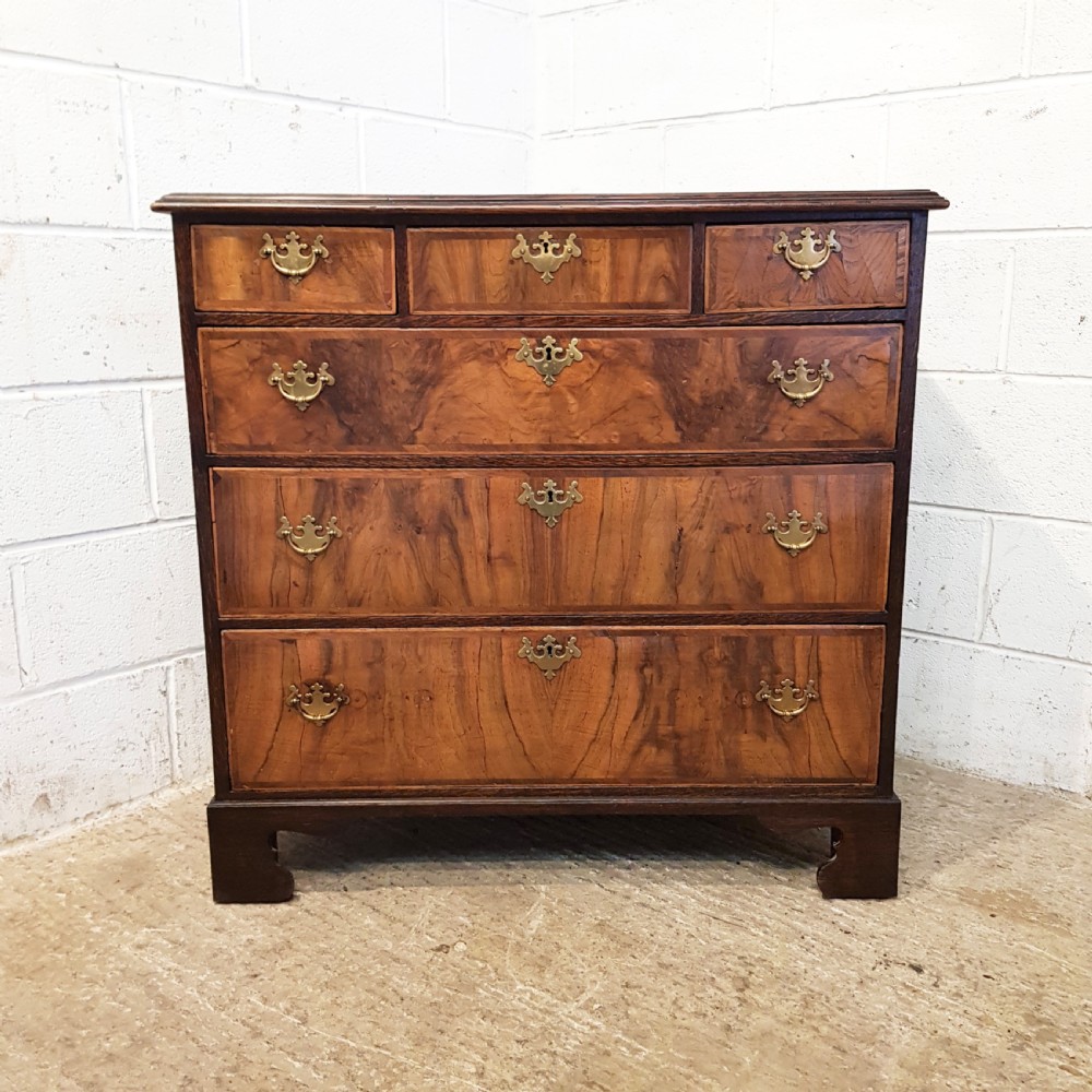 ANTIQUE 18TH CENTURY OAK AND BURR WALNUT CHEST OF DRAWERS C1780 View V