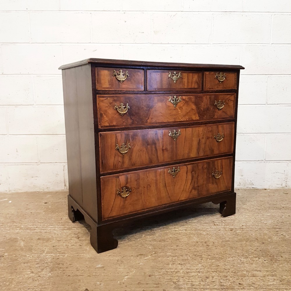 ANTIQUE 18TH CENTURY OAK AND BURR WALNUT CHEST OF DRAWERS C1780 View VI
