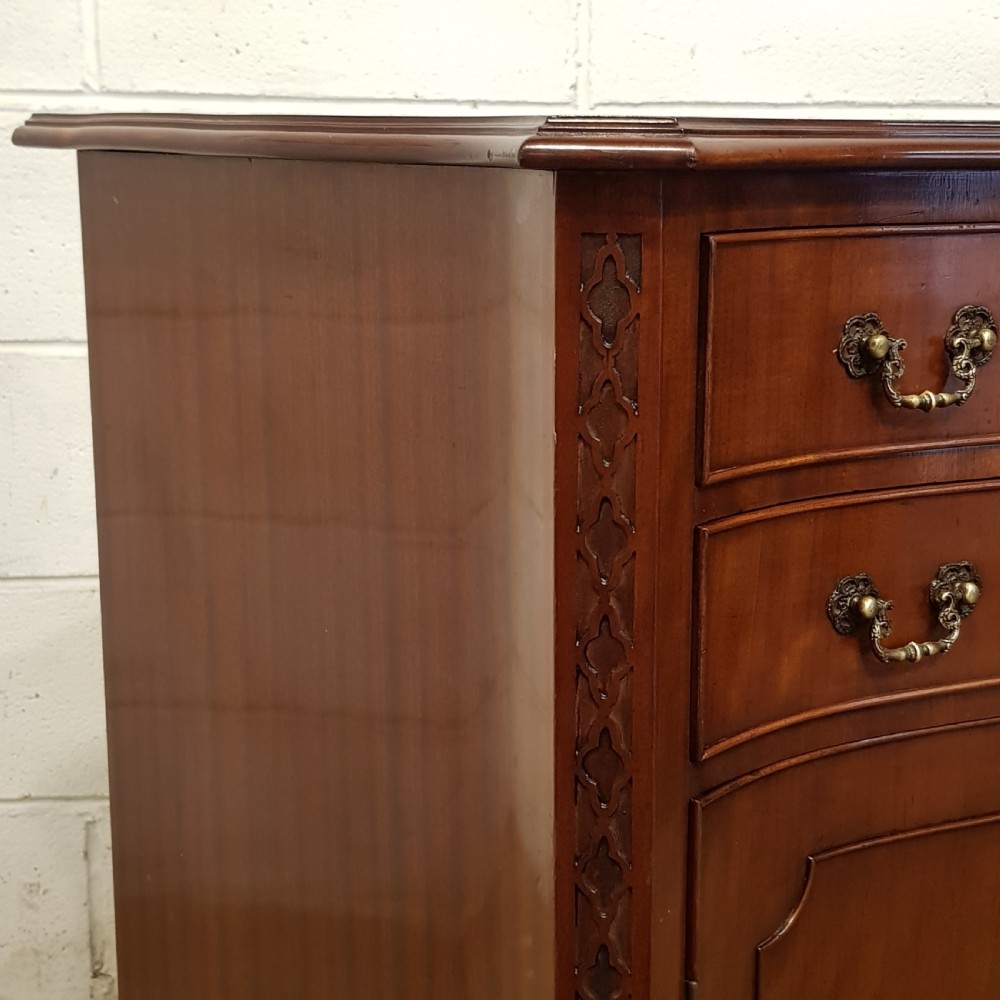 ANTIQUE EDWARDIAN SERPENTINE SHAPED MAHOGANY CABINET C1900 View IV