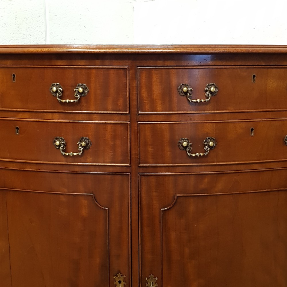 ANTIQUE EDWARDIAN SERPENTINE SHAPED MAHOGANY CABINET C1900 View V