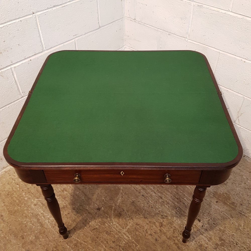 ANTIQUE REGENCY. MAHOGANY D END FOLD OVER GAMES TABLE C1820 View IV