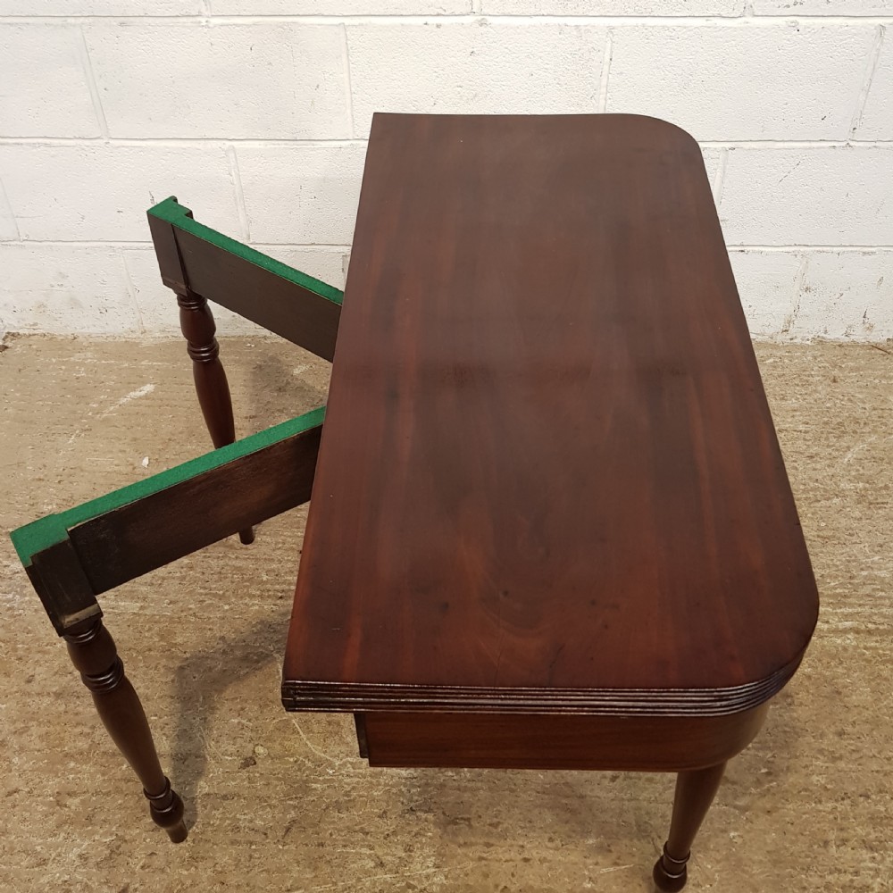 ANTIQUE REGENCY. MAHOGANY D END FOLD OVER GAMES TABLE C1820 View V