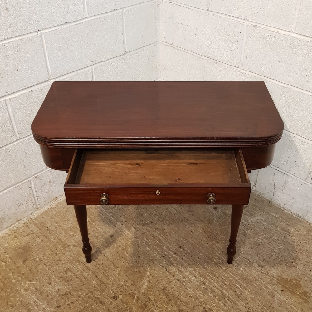 ANTIQUE REGENCY. MAHOGANY D END FOLD OVER GAMES TABLE C1820 View VII
