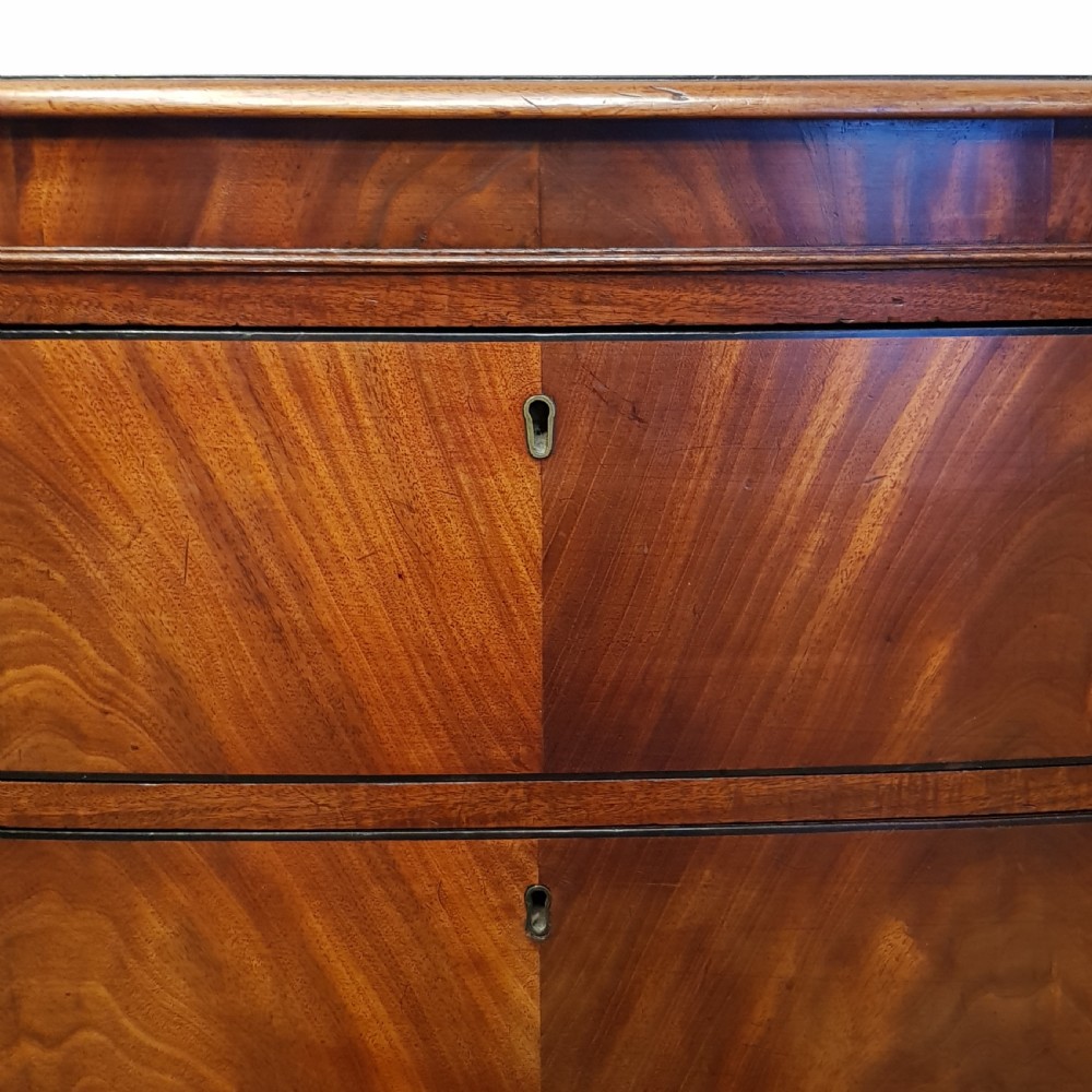 ANTIQUE 18TH CENTURY PERIOD MAHOGANY BOW FRONT CHEST OF DRAWERS C1780 View VII