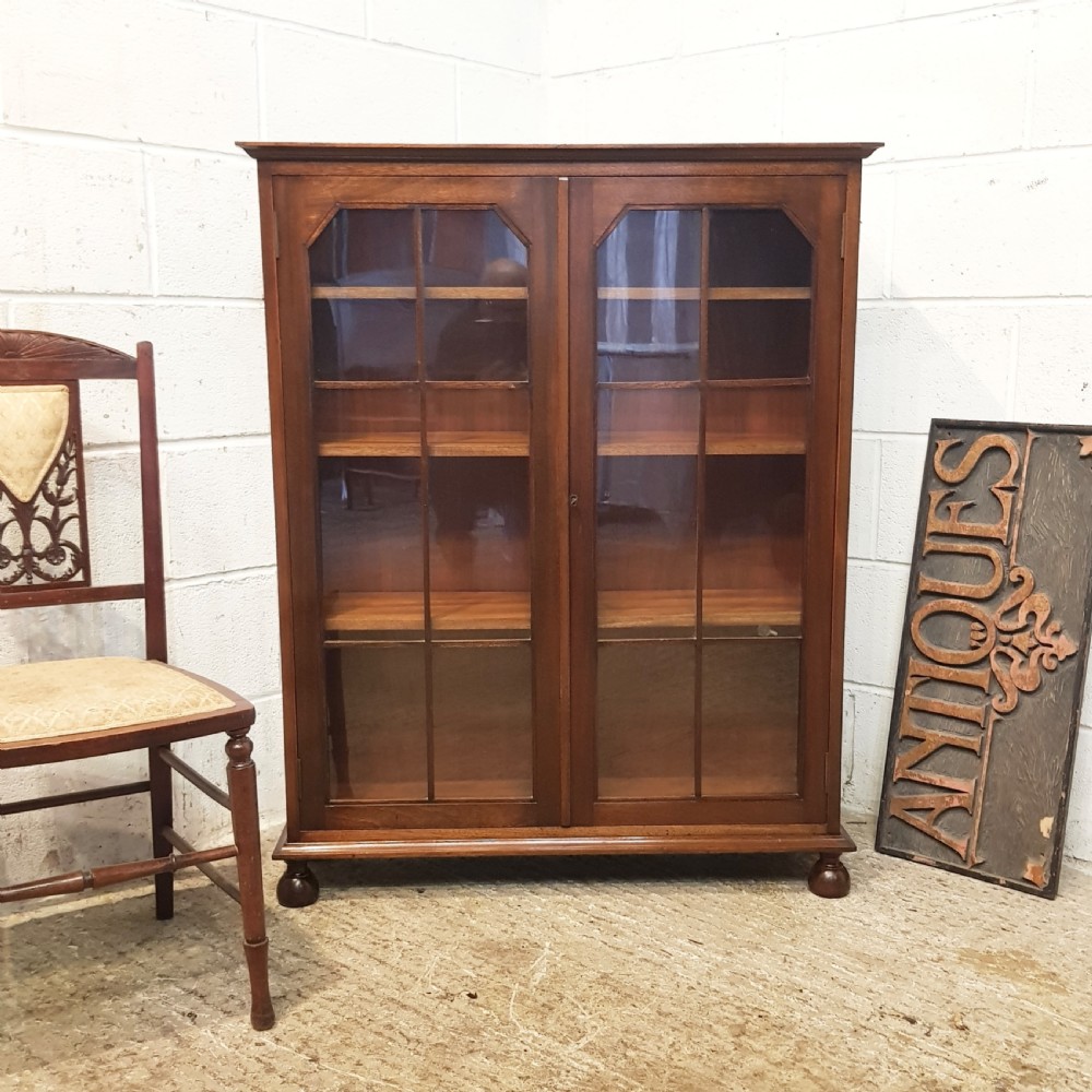 ANTIQUE EDWARDIAN  MAHOGANY GLAZED BOOKCASE C1900