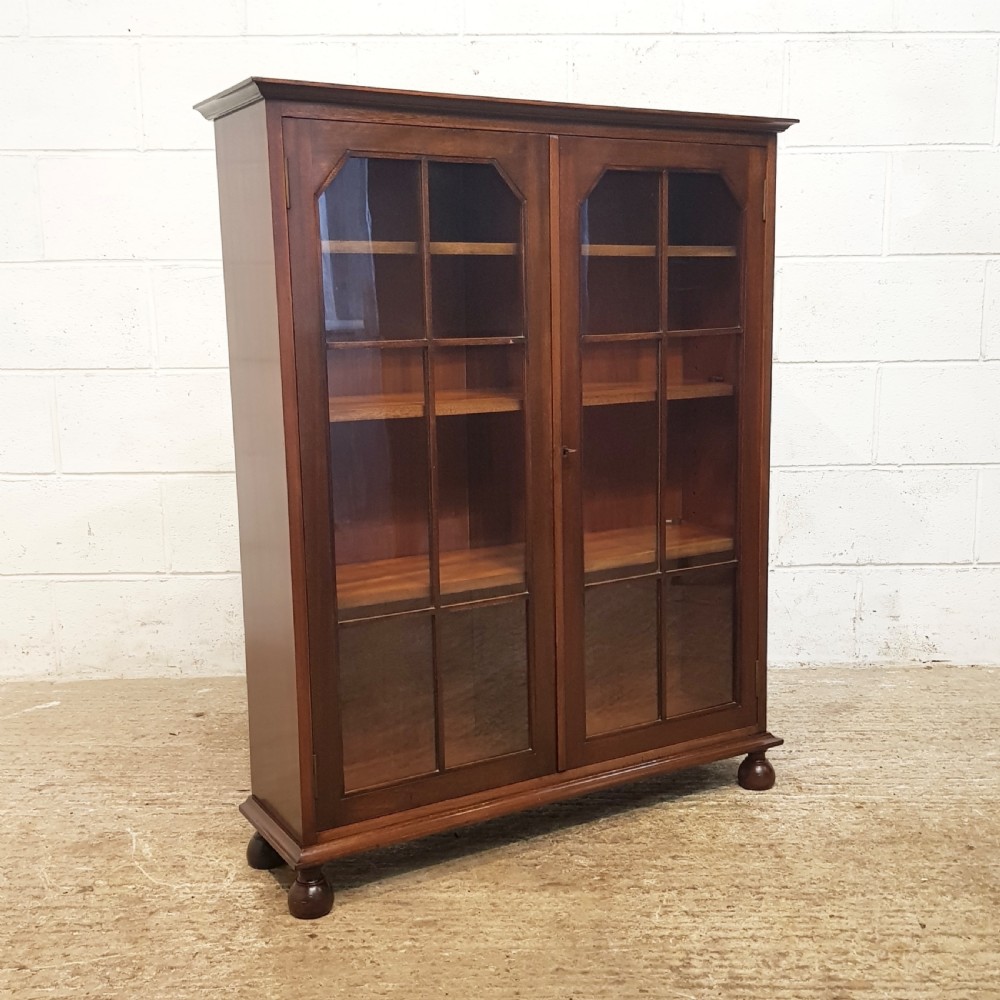 ANTIQUE EDWARDIAN  MAHOGANY GLAZED BOOKCASE C1900 View V