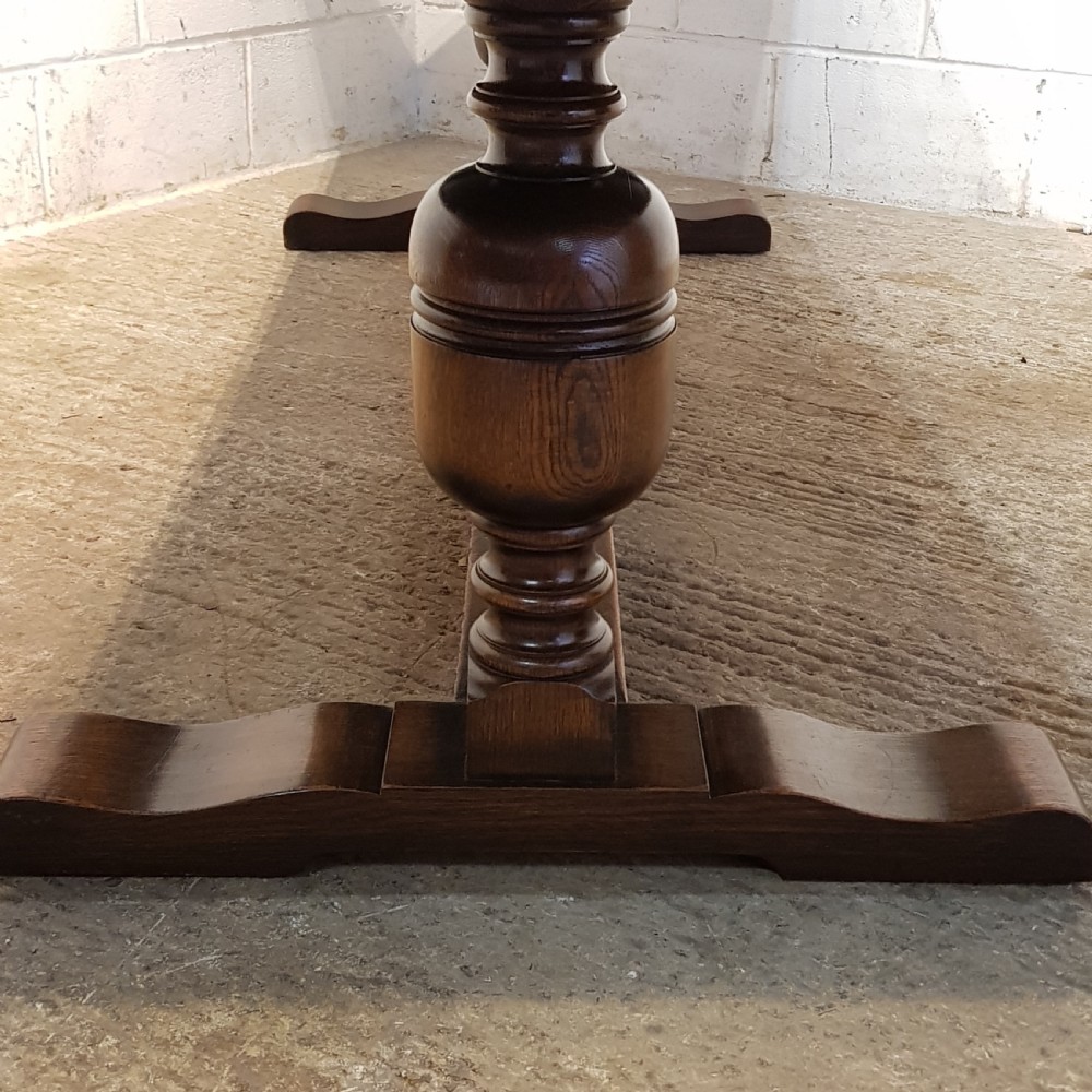 ANTIQUE 8FT LONG OAK REFECTORY DINING TABLE C1920 View III