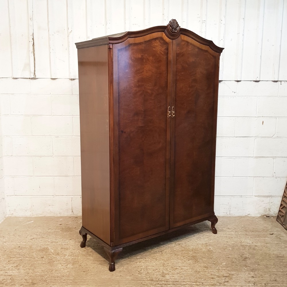 ANTIQUE BURR WALNUT DOUBLE WARDROBE BY WARING & GILLOWS C1920 View II