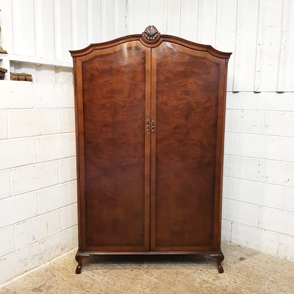 ANTIQUE BURR WALNUT DOUBLE WARDROBE BY WARING & GILLOWS C1920 View III