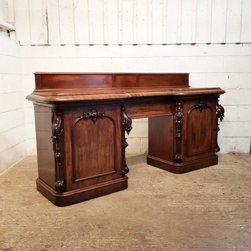 ANTIQUE MID VICTORIAN CARVED MAHOGANY BREAKFRONT SIDEBOARD CHIFFONIER C1860