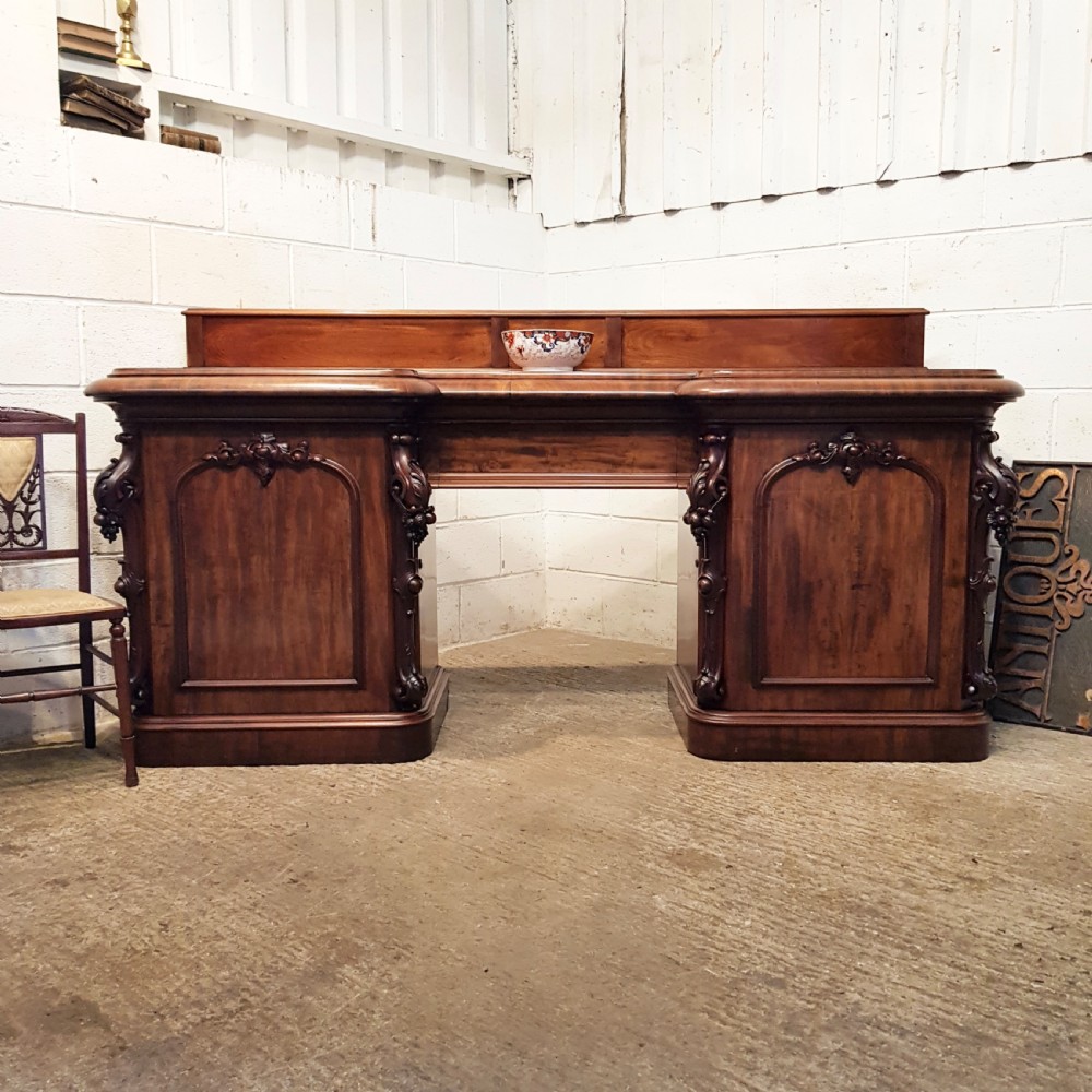 ANTIQUE MID VICTORIAN CARVED MAHOGANY BREAKFRONT SIDEBOARD CHIFFONIER C1860 View IX