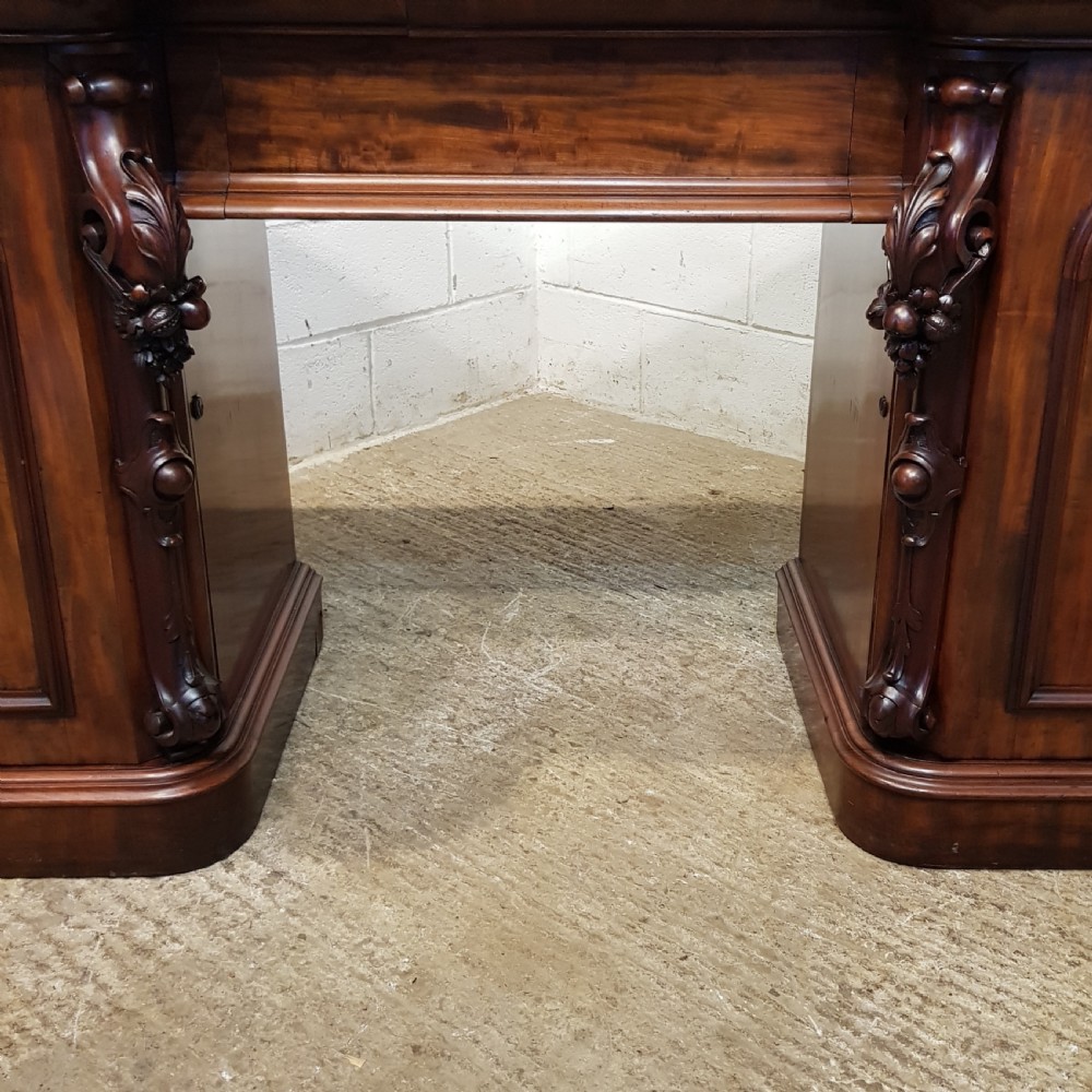 ANTIQUE MID VICTORIAN CARVED MAHOGANY BREAKFRONT SIDEBOARD CHIFFONIER C1860 View XII