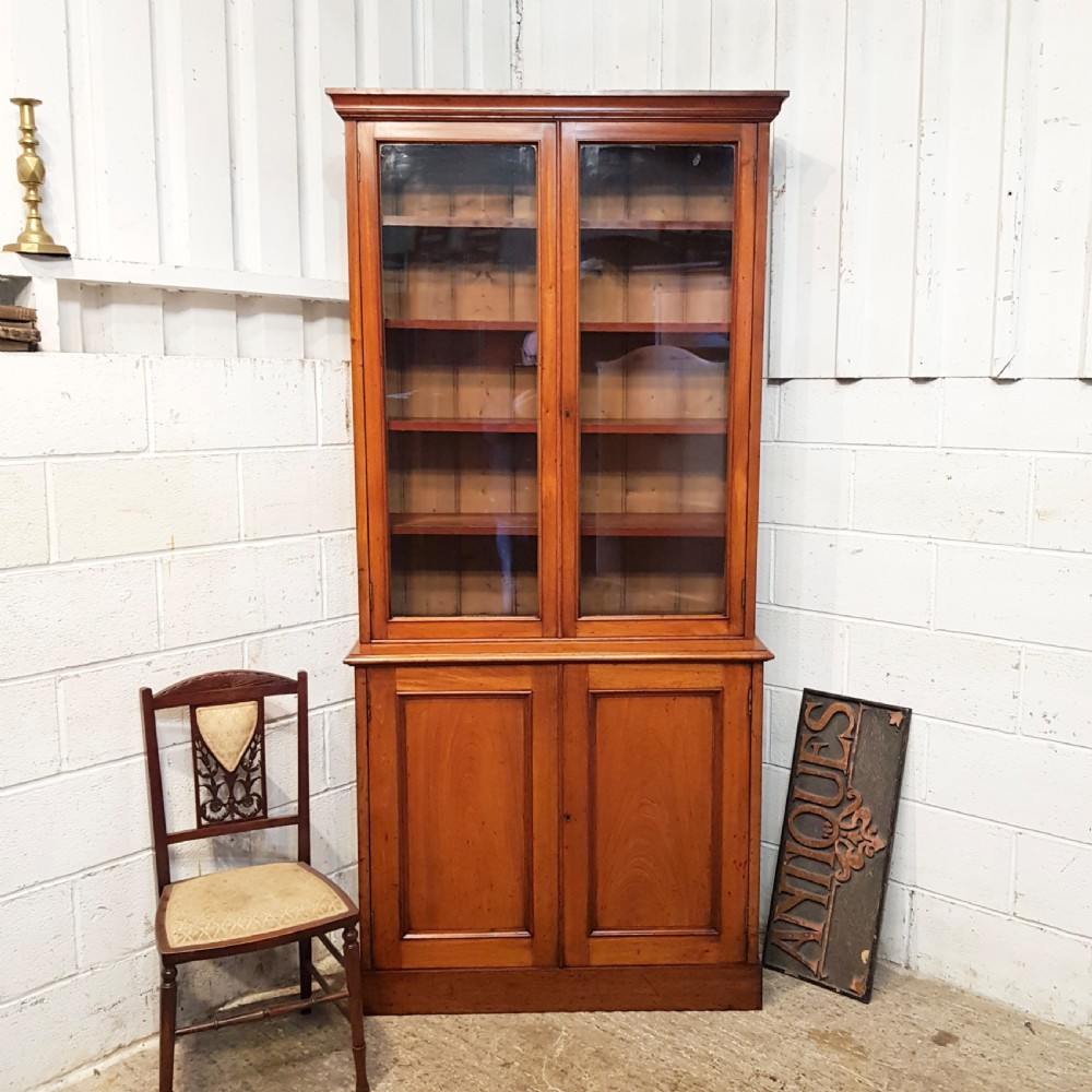 ANTIQUE TALL VICTORIAN MAHOGANY LIBRARY BOOKCASE C1880