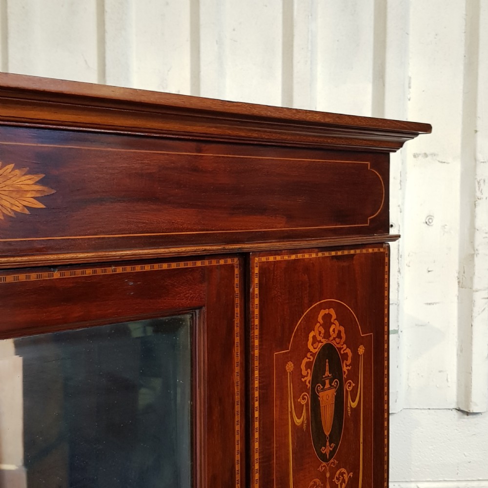 ANTIQUE EDWARDIAN INLAID MAHOGANY SINGLE WARDROBE C1900 View III