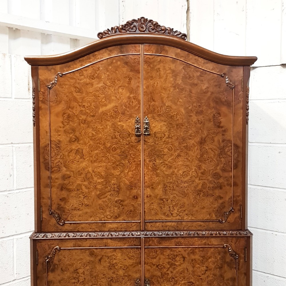ANTIQUE BURR WALNUT COCKTAIL CABINET C1920 View V