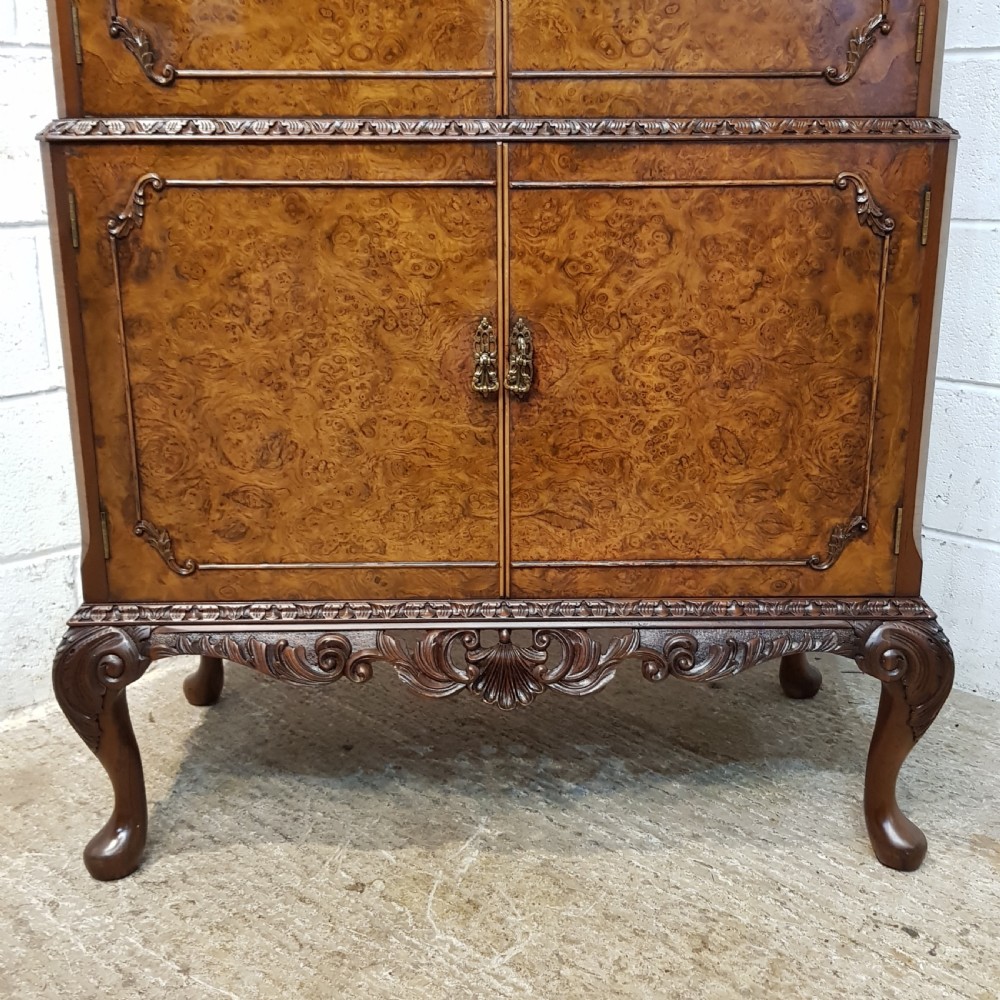 ANTIQUE BURR WALNUT COCKTAIL CABINET C1920 View IX