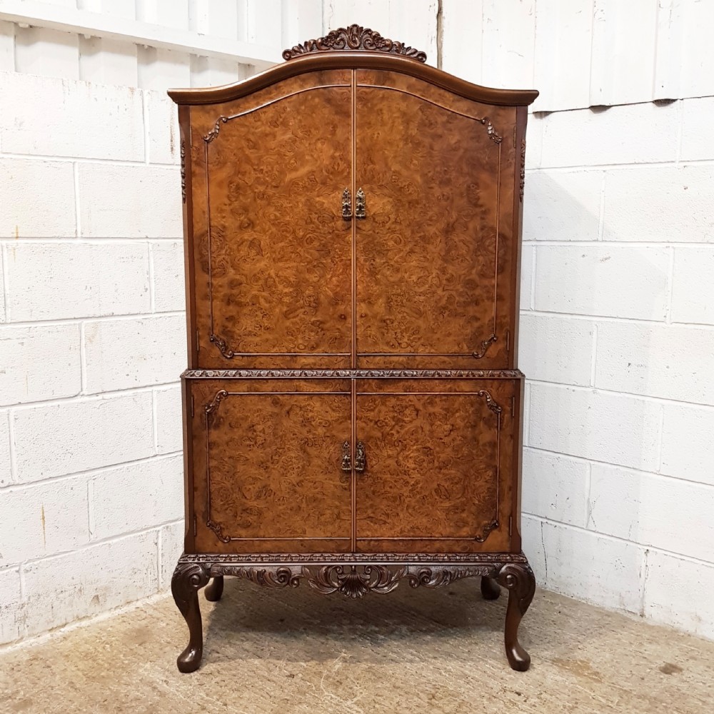 ANTIQUE BURR WALNUT COCKTAIL CABINET C1920 View X