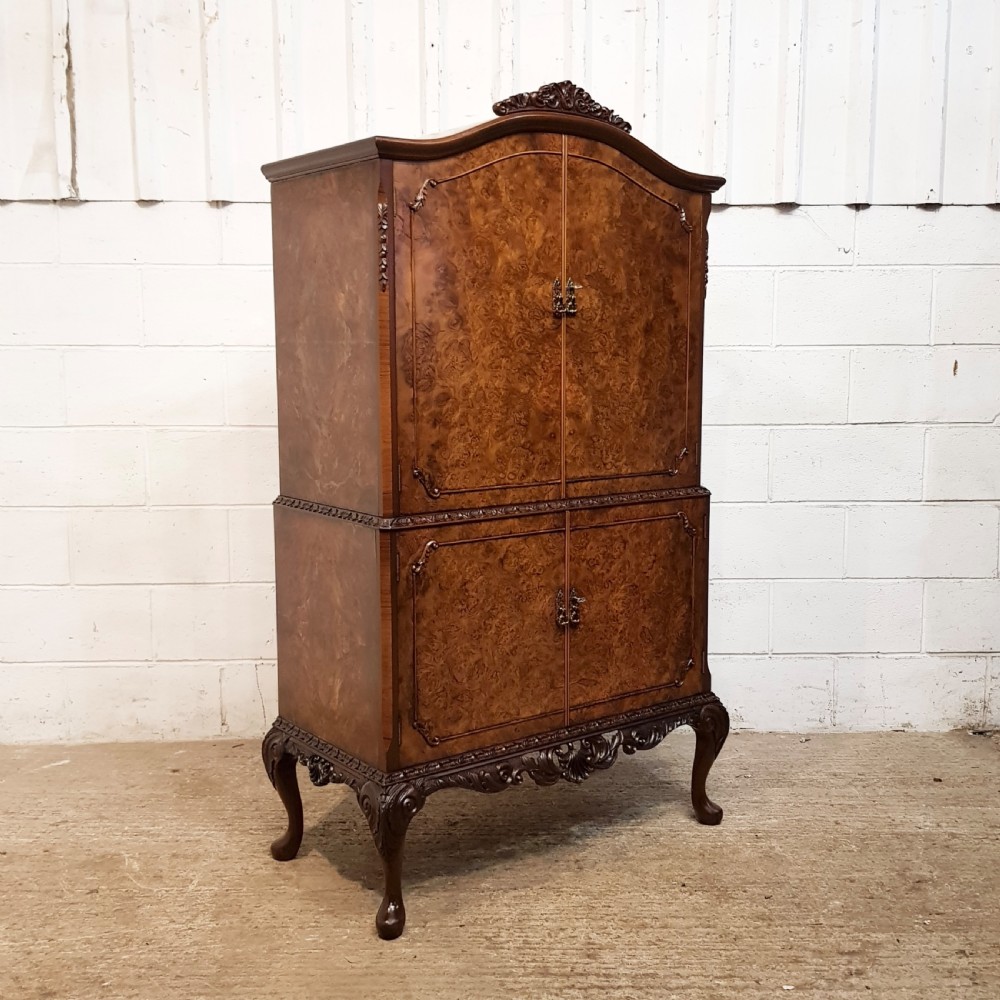 ANTIQUE BURR WALNUT COCKTAIL CABINET C1920 View XI