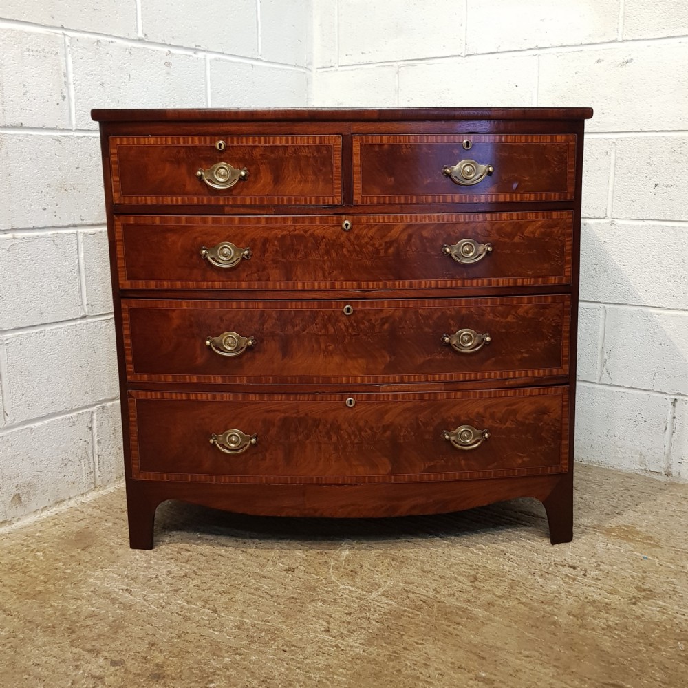 ANTIQUE REGENCY MAHOGANY BOW FRONT CHEST OF DRAWERS C1820 View IV