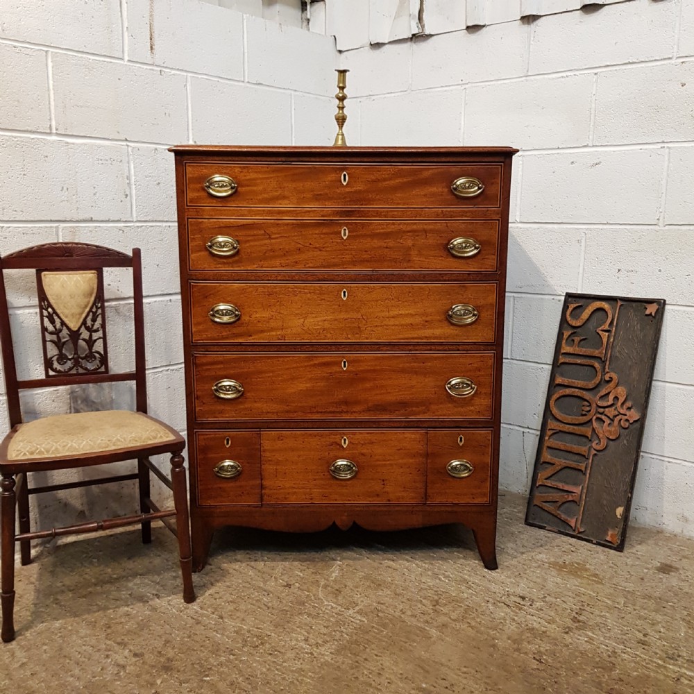 ANTIQUE REGENCY MAHOGANY SECRETAIRE CHEST OF DRAWERS C1820